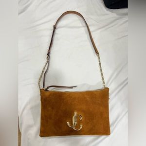 Jimmy Choo Varenne Suede Shoulder and Crossbody Bag w/ JC Logo